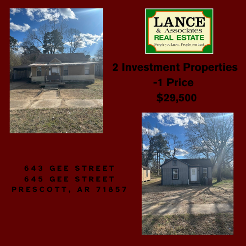 643 & 645 Gee Street, Prescott Arkansas – Investment Properties